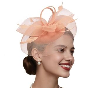 NEW! Soft Peach Fascinator Hat